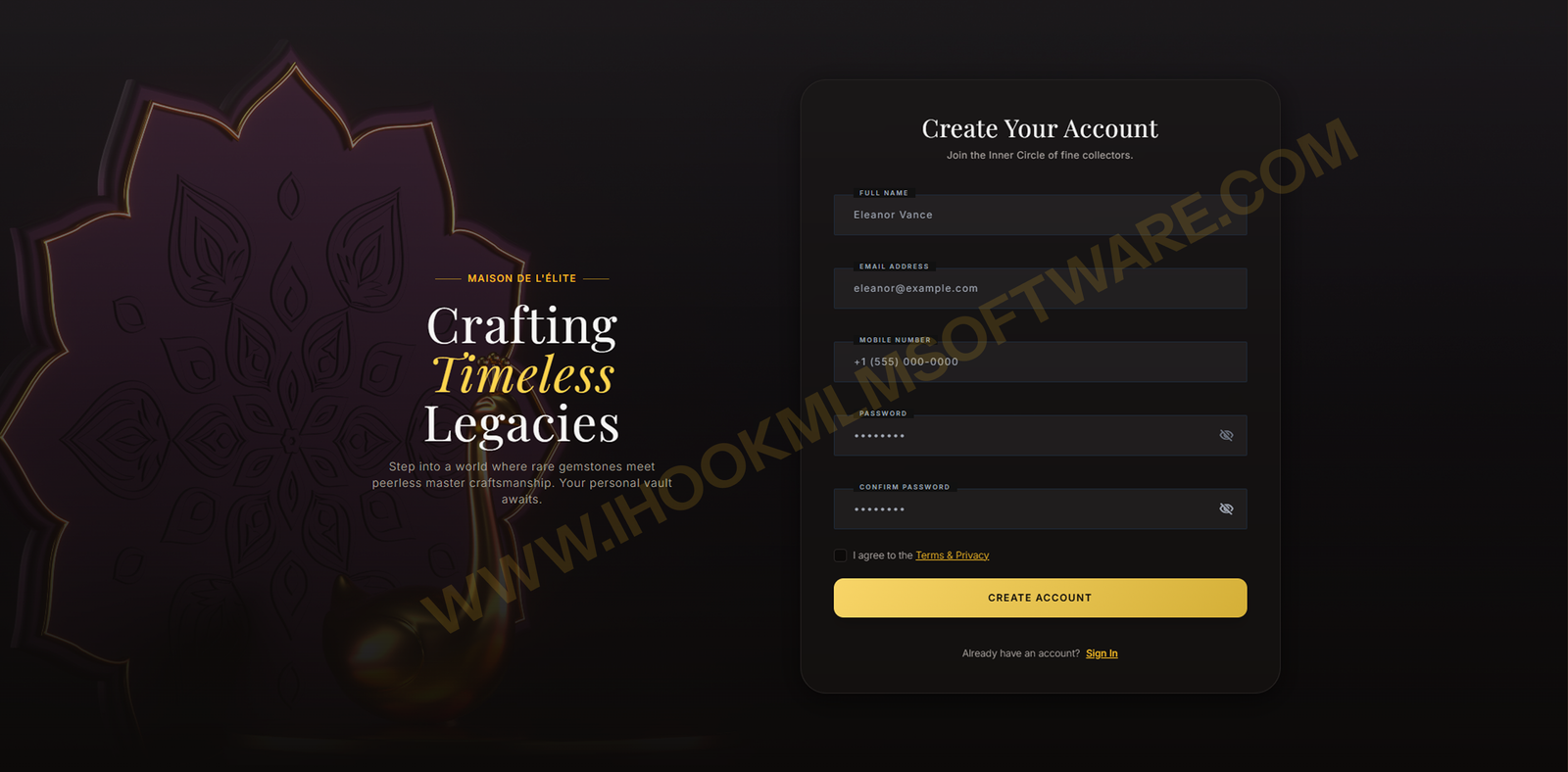 Create Account Preview